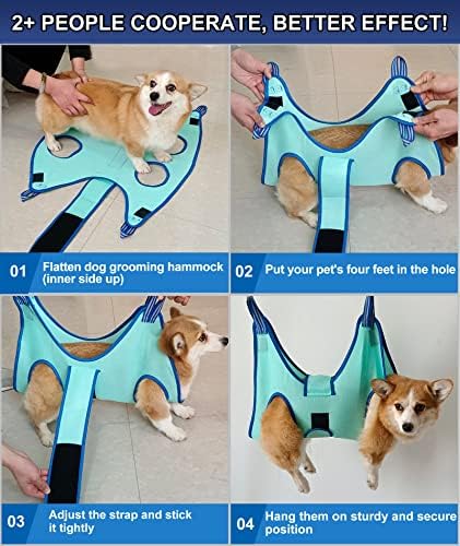 Kkiimatt Dog Grooming Hammock, XS Size Hanging Harness Holder for Nail Clipping,Nail Trimming Hammock for Pet, Grooming Sling Hanger with Thick Fabric Neck Support Wide Strap Restraint