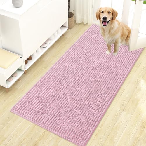 OLANLY Dog Door Mat for Muddy Paws 47x24, Extra Absorbent Chenille Mud Mat