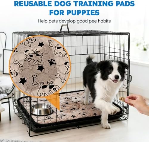 Washable Pee Pads for Dogs, Reusable Puppy Pads, Absorbent & Leakproof Potty Pads for Dogs and Cats, Non-Slip Pet Training Pads for Whelping Playpen Crate, Coffee 28"x40"