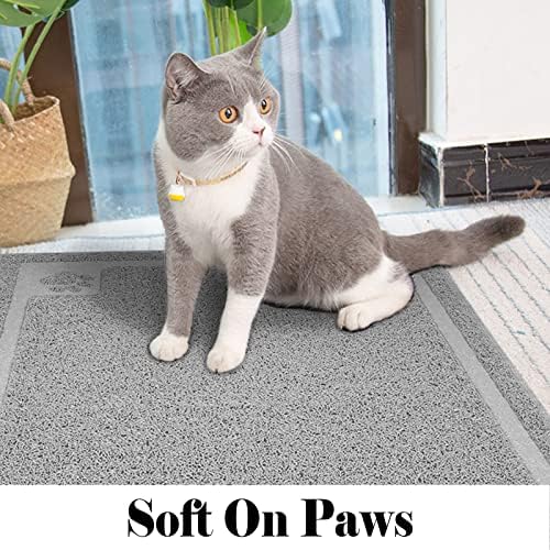 UPSKY Large Cat Litter Mat Trapper 35"×23", Waterproof, Non-Slip, Gray