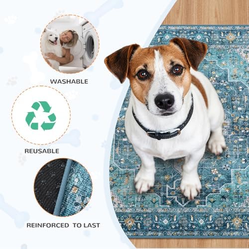 Lahome Super Absorbent & Leakproof Washable Dog Pee Pads - 2 Pack Value Set - Waterproof, Non-Slip Reusable Pads for Puppy Training, Crates & Whelping (24"x24", Blue)