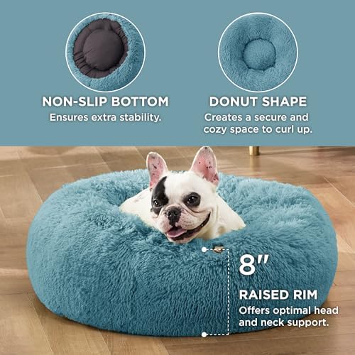 Bedsure Calming Small Dog Bed Donut Washable Cat＆Puppy Bed,23 inches