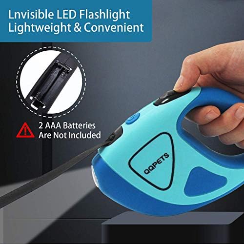 Retractable Dog Leash with LED Flashlight, 16 ft Dog Safety Walking Leashes for Small Medium Large Dogs up to 110 lbs,Tangle Free, Anti-Slip Comfort Grip (Large- 16 ft up to 110 lbs, Blue)
