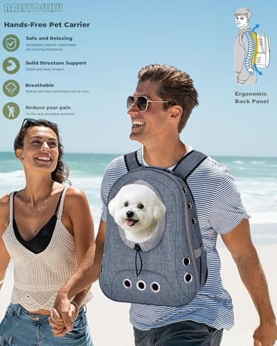 Small Dog Cat Chest Backpack Carrier,Large Space Ventilated Front Facing Backpack Carrier for Puppy,Lightweight Doggy Backpack for Hiking,Camping,Travel,Outdoor,Max 12 lbs(Denim Blue)