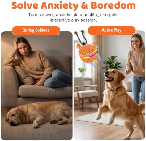 Smart Interactive Dog Toys Ball for Aggressive Chewers Medium Large,E-TPU