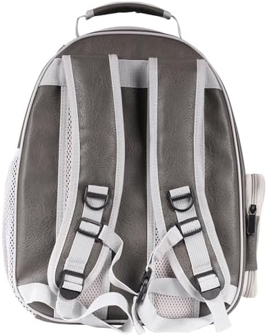 Front Extension Cat Backpack Carrier Cage for Large Cat, Up to 20 Pounds, Synthetic Leather Space Capsule Clear Bubble Window, Pet Carry Transport Book Bag