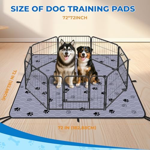Fostanfly Washable Pee Pads for Dogs, Extra Large 72"x72"-1 Pack, Gray