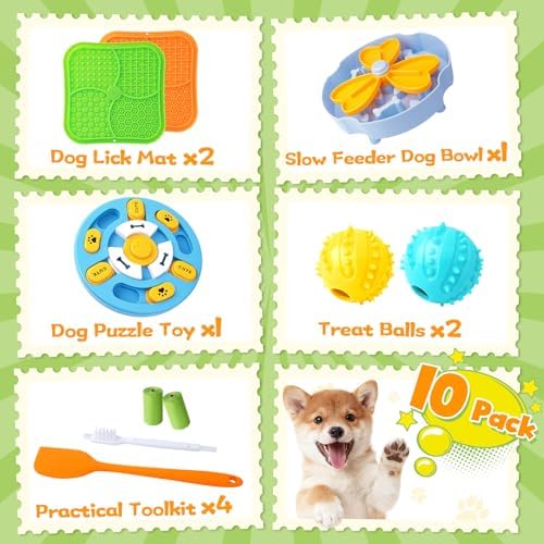 Forfon Slow Feeding Enrichment Set with Lick Mat & Puzzle Toy