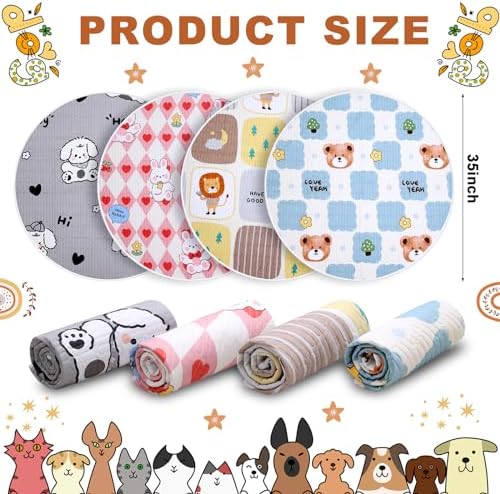 4 Pack Whelping Pads for Dogs, Round Whelping Pads Washable and Waterproof ,Reusable Pet Pee Pads Puppy Training Pad Whelping Floor Pad Whelping Supplies for Dogs (32", Round,Plaid)