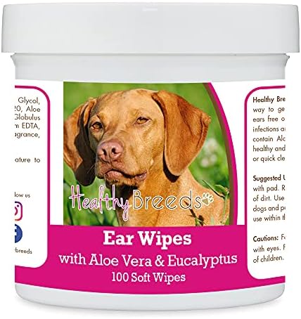 Healthy Breeds Vizsla Ear Cleaning Wipes with Aloe & Eucalyptus for Dogs 100 Count