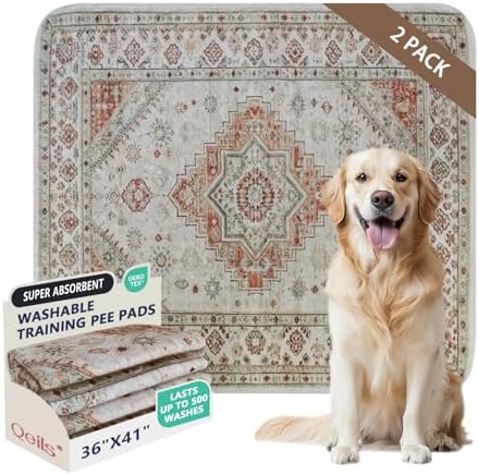 Qeils Washable Pee Pads, Super Absorbent Puppy Pads, 2 Pack 36"x41"