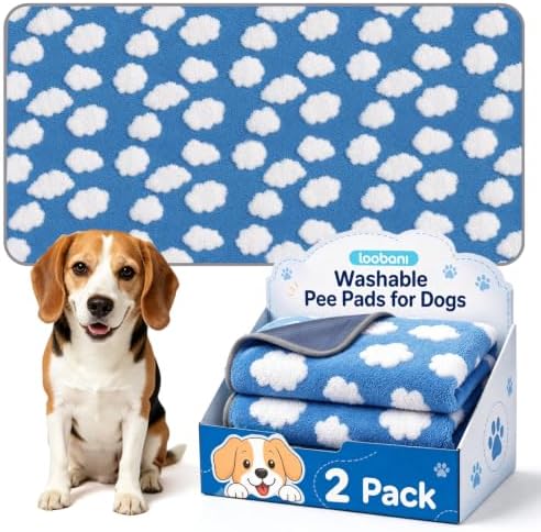 LOOBANI Reusable Pee Pads for Dogs Extra Large, 36"x72", 2 Pack, Blue