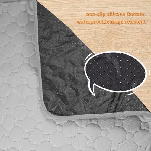 2 Pack Washable Dog Pee Pads, 26" x 20" Reusable Puppy Pads, Waterproof Anti Slip Bottom Pet Training Pads for Small Animals Rabbit Hamste Bunny Puppy Cat Grey Large
