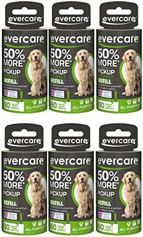 Evercare Extra Sticky Pet Lint Roller Refill 60 Sheets, 6-Pack