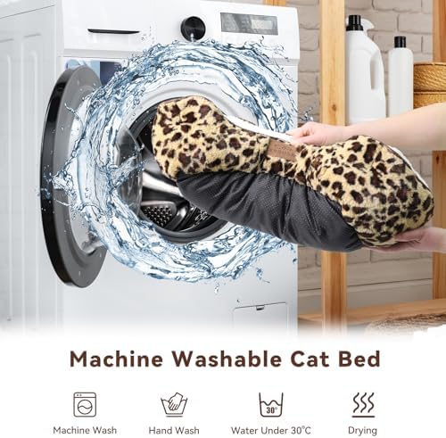 Zerbuger 20in Leopard Rectangle Cat Dog Bed Machine Washable Sleeping Sofa