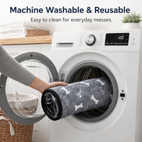 Washable Waterproof Dog Pee Pads, Reusable Puppy Pads, Gray Large