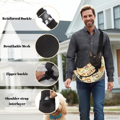 COEQINE Cute Dog Sling Backpack for 0-15 Ibs,Fashion Design Breathable