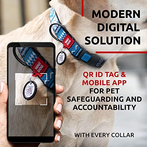 WAUDOG Nylon Dog Collar - Adjustable Dog Collar for Large Dogs, Small & Medium Dogs - Breakaway Puppy Collars for Large Breed Dogs - Boy & Girl Dog Collars with Durable Plastic Buckle and QR Dog Tag