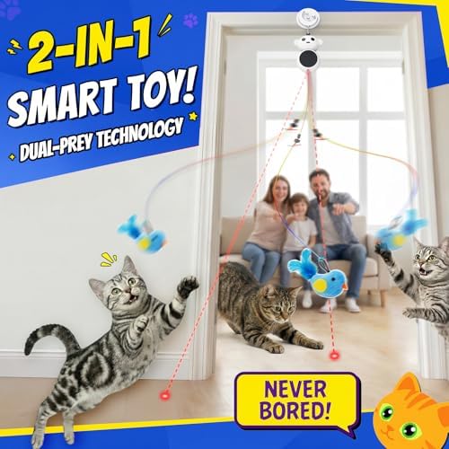 Interactive Cat Toys for Indoor Cats, Automatic Moving Toy with Flying Bird
