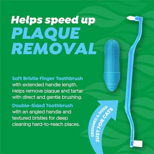 TropiClean Fresh Breath Cat Toothbrush and Toothpaste Kit, Easy Dental Care