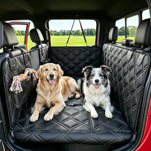 Upgraded Dog Car Seat Cover for Back Seat, Hard Bottom Seat Extender