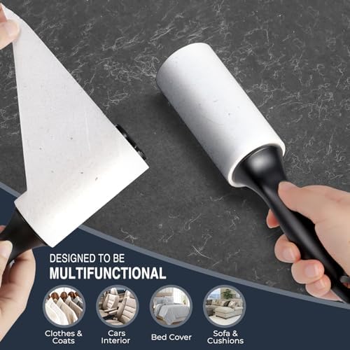 Vinabo Lint Rollers,Pet Hair Remover,1 Handle with 6 Extra Sticky Lint Roller Set for Clothes,Lint Rollers for Pet Hair,Dust,Lint,Sofa,Bed and Carpet,Extra Sticky & Easy Peeling-60 Sheets/Roll