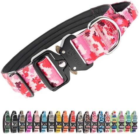 TSPRO Tactical Dog Collar, Heavy Duty Quick Release Metal Buckle and Handle