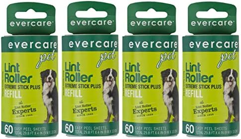 Evercare Extra Sticky Pet Lint Roller Refill 60 sheets - Pack of 4