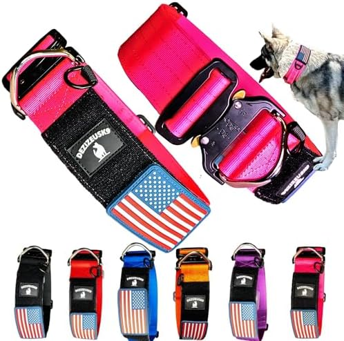 2" Wide Tactical Dog Collar Quick Release Metal Buckle D-Ring M-L-XL Dogs