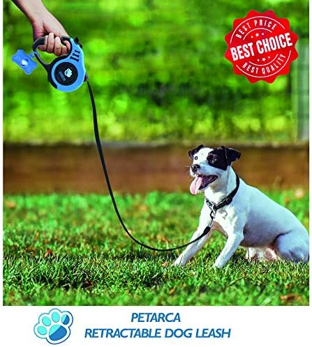 Retractable Dog Leash for Medium - Small Dogs. 16.5 Feet Small and Medium Dog Leash Retractable, Heavy-Duty Nylon Tape, Comfortable and Ergonomic Handle, Metallic Clasp, Easy Lock Button by PETARCA