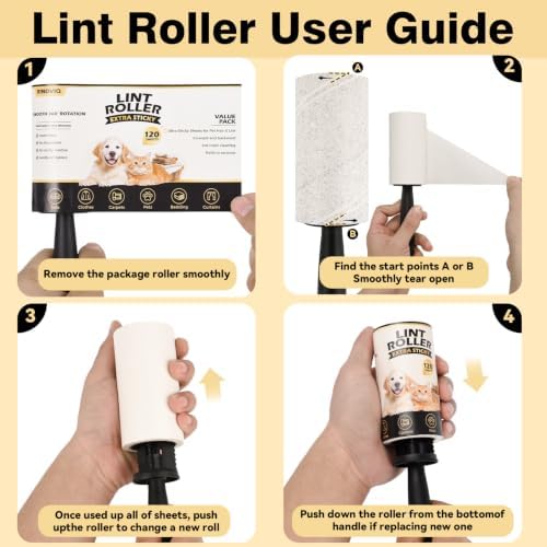 Lint Roller for Pet Hair Removal, Extra Sticky Pet Hair Rollers