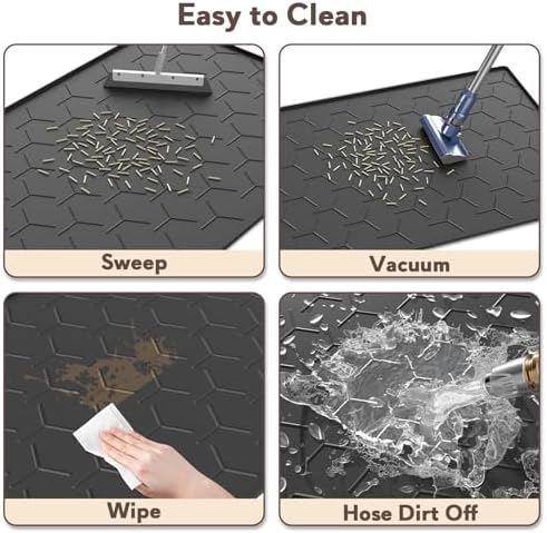 Garoopion Silicone Cat Litter Mat 34×22 inch, Easy to Clean, Black