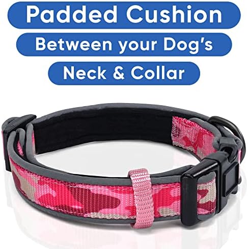 Pawtitas Camo Pink/Black Padded Dog Collar, X-Small