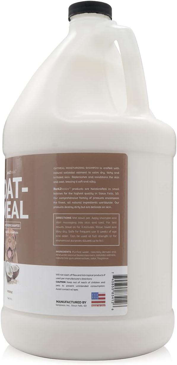 Bark2Basics Oatmeal Dog Shampoo, 1 Gallon - Natural Colloidal Oatmeal, Natural Ingredients, Calms Dry Itchy Irritated Skin, Moisturizes and Soothes the Skin and Coat, Professional Grade | 16:1 Concentrate, Natural Colloidal Oatmeal Calms Dry Irritated ...