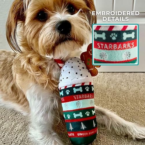Haute Diggity Dog Starbarks Ginger Bark Latte Plush Dog Toy, Drink Parody