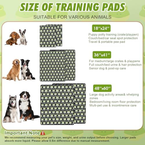 Washable Pee Pads for Dogs,2 Pack Reusable Puppy Training Pads-Funny Frog Print,Odor Resistant Super Absorbent,for Crate,Playpen,Floor,Whelping & Housebreaking