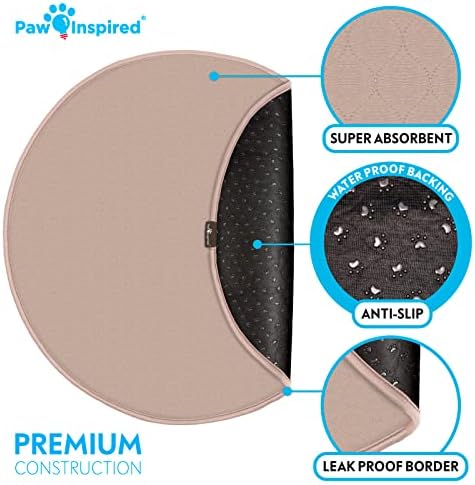 Paw Inspired Round Washable Pee Pads for Dogs, 36 Inch Size, 2 Pack