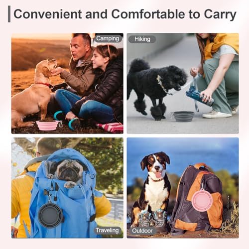 Kytely Collapsible Dog Bowls Medium (650ml), 2 Pack Travel Dog Bowls for Dog Cat, Portable Pet Water Food Bowl with Clasp, Pet Cat Feeding Cup Dish for Outdoor, Travel, Walking, Parking