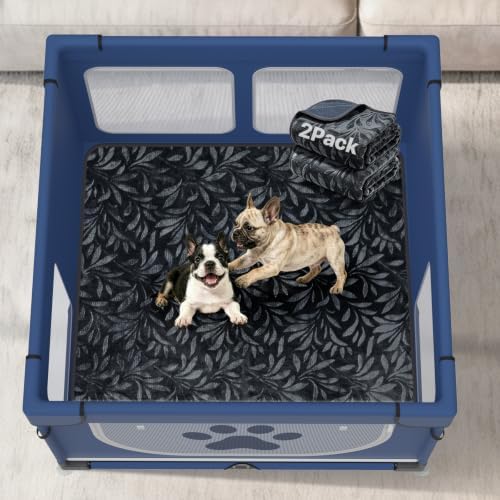 LOOBANI Dog Playpen Pads 41"x41",2 Packs, Dark Gray