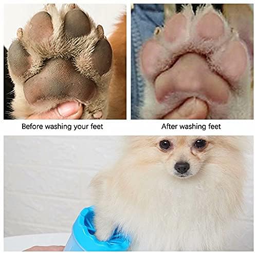 LZYMSZ Pet Foot Washer, Portable Dog Paw Brush Cup, Soft Silicone Outdoor Brush Cup with Towel for Dirty and Muddy Paws, Cat & Dog Bath & Grooming(Blue)