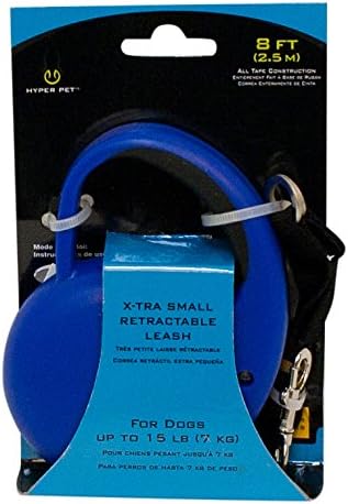Hyper Pet Retractable Dog Leash, 8 ft. Walking Leash for Dogs up to 8 lbs., Extra Small, Blue