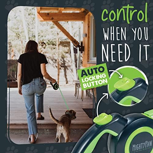 Mighty Paw Retractable Dog Leash, Heavy Duty for Small, Medium & Large Dogs