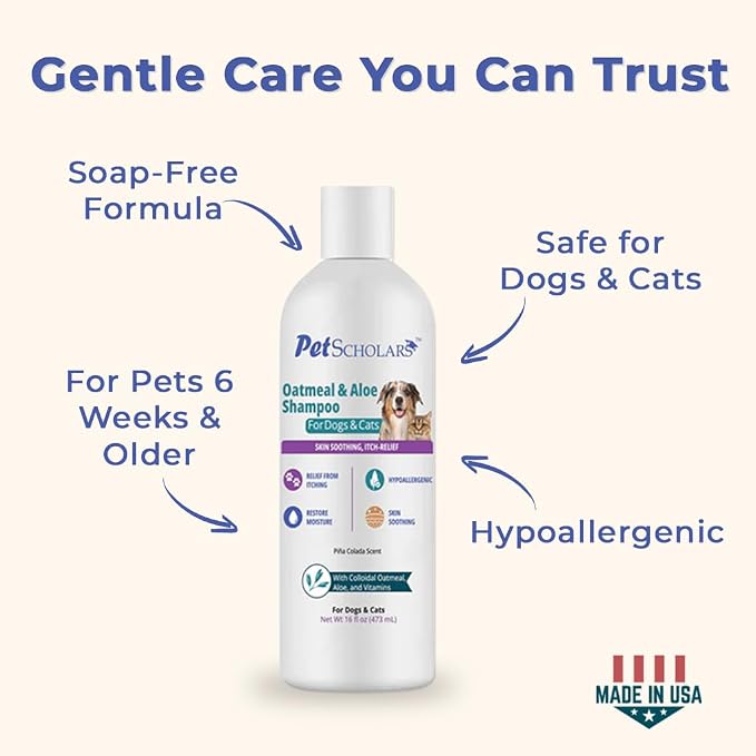 Oatmeal & Aloe Itch Relief Shampoo for Dogs & Cats (16 fl oz) | Anti Itch Shgampoo for Dogs & Cats