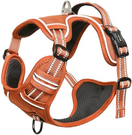 HEELE Dog Harness for Large Dogs No Pull Dog Vest Harness for Large Dog with Soft Padded Handle Reflective for Outdoor Training, Pumpkin Orange, XL