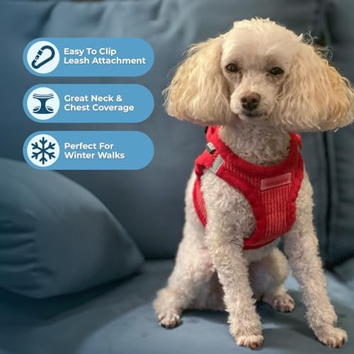 Voyager Step-in Plush Dog Vest Harness -Red Corduroy, X-Small