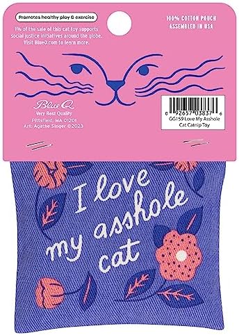 Blue Q Catnip - Cute Cat Toys for Biting with Funny Graphics -I Love My Cat