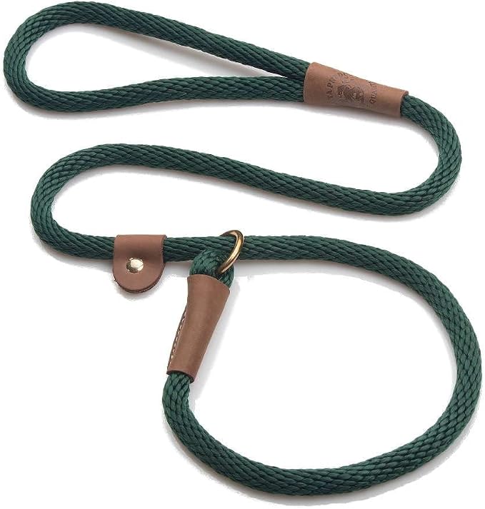 Mendota Pet Slip Leash - Dog Lead and Collar Combo - Made in The USA - Hunter Green, 1/2 in x 6 ft - for Large Breeds