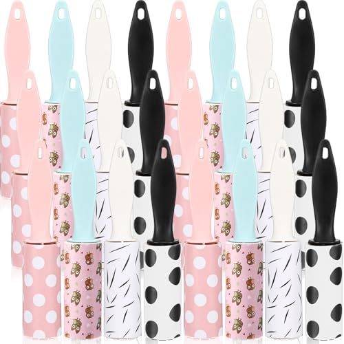Hushee 24 Pcs Mini Lint Rollers for Pet Hair Clothes, Travel Size