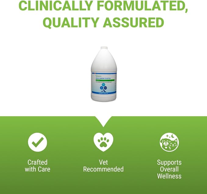 Vetoquinol Ear Cleansing Solution - Gentle Cleaner to Remove Dirt & Debris - Easy-to-Use Drops for Cats & Dogs - Support Clean and Fresh-Smelling Ears - Ideal for Routine Pet Hygiene - 1 Gallon