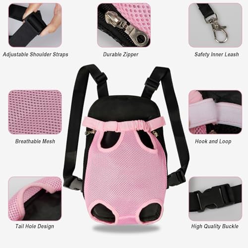 FEimaX Dog Carrier Backpack Pet Legs Out Front Cat Travel Bag, Adjustable Puppy Backpacks Carriers Hands-Free for Small Medium Dogs Cats Hiking Traveling Camping Daily Walking